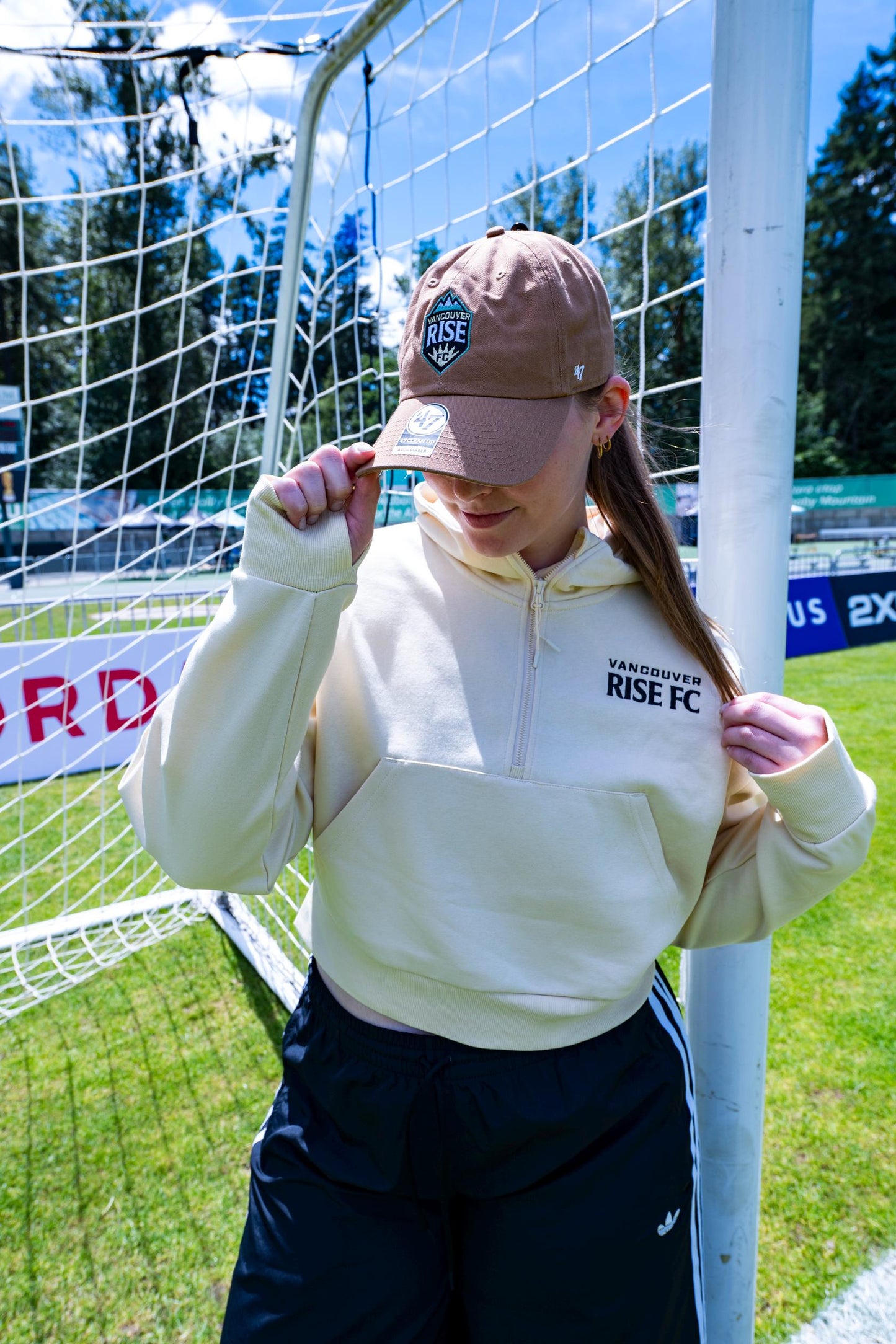 Cropped Cream Half Zip Hoodie